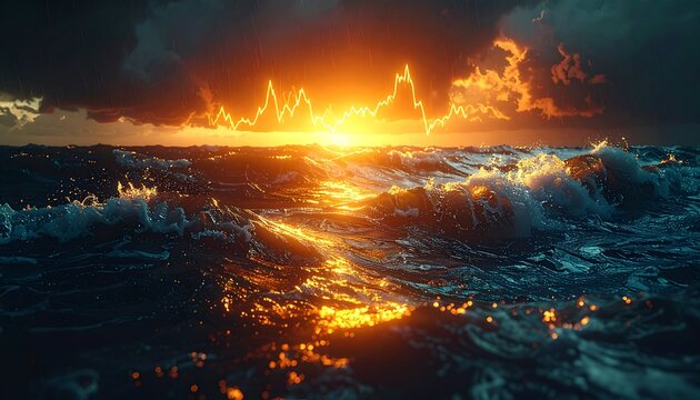 株式市場のボラティリティとVIX恐怖指数のコンセプトイメージ	Stock Market Volatility and VIX Fear Index Conceptual Image [16:9]  [4K]
