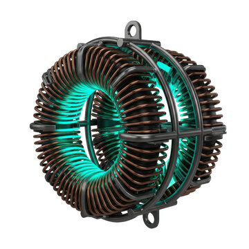 Toroidal coil with blue glow