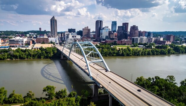 Austin Skyline and Congress Avenue Bridge Over Colorado River.