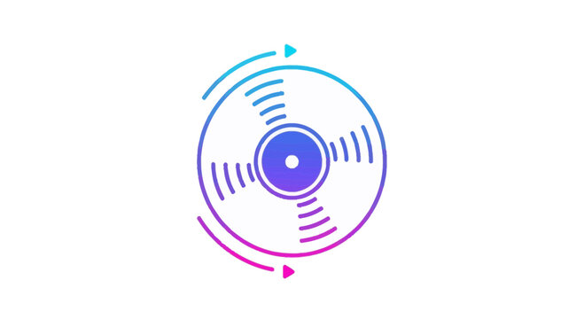Retro Vinyl Record with Colorful Gradient Arrows, Music Icon