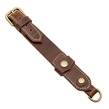 Brown leather strap with brass hardware
