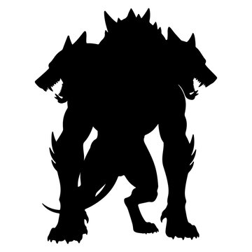 Silhouette of a Three-Headed Monster Dog.