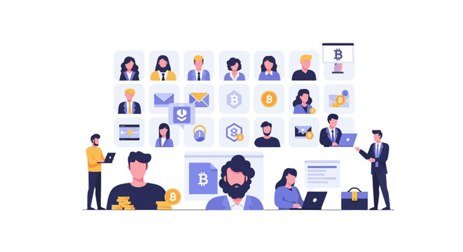 Team of Professionals Monitoring Cryptocurrency Network and Communications