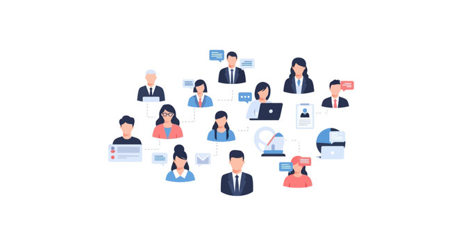 Team of Professionals in a Network Communication Scene