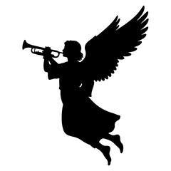 Silhouette of an Angel Playing a Trumpet. © Dhani