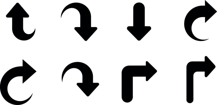 clockwise and counterclockwise circular arrows direction flow flat design vector illustration