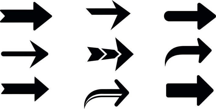 Minimalist collection of sleek directional arrows ideal for infographics, navigation, flowcharts, and business presentations.