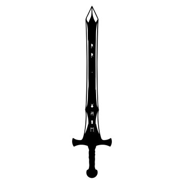 Black silhouette of a medieval sword.