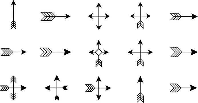 set of directional arrows flow chart movement flat design vector illustration