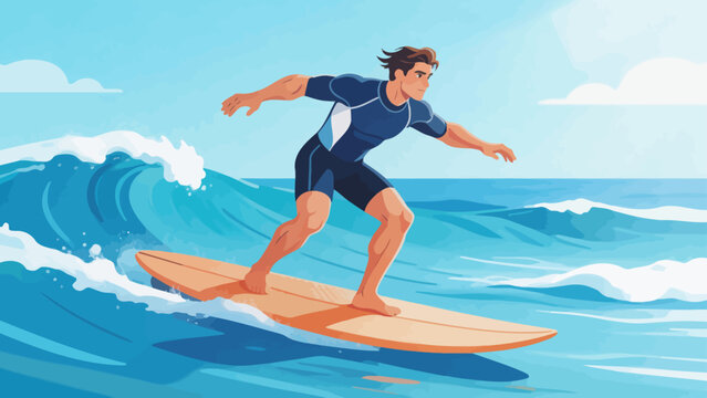 Surfer riding ocean wave