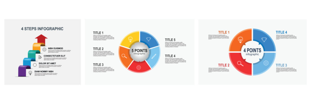 4 Steps Infographic concept. 5 Points Infographic. Circular Four Point Infographic.