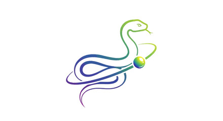 Fototapeta premium Abstract Serpent Symbol with Orbiting Planet and Gradient Colors