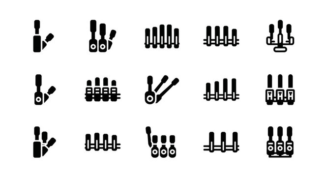 Nail care icons, nail salon vector symbols, beauty tools illustrations, manicure design elements