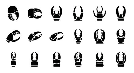 Black motorcycle helmet icons, motorcycle safety gear, bike helmets, vector graphics © Steven