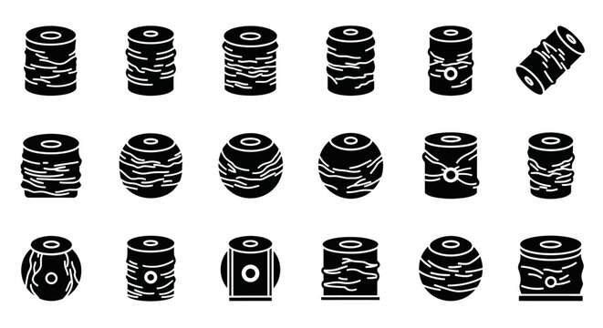 Black and white coil spring icons, 20 vector spring illustrations, coil spring graphics, spring design elements