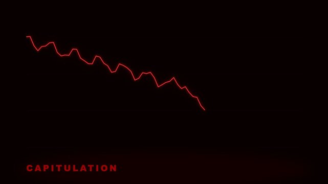 Red Word Capitulation on Black Background - Concept of Defeat, Surrender, or Failure