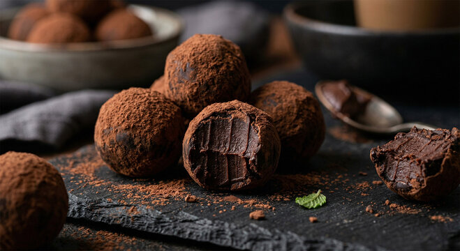 Dark Chocolate Truffles Macro Texture