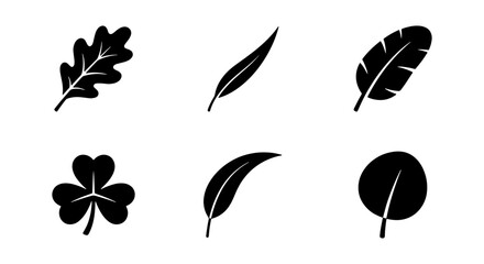 Black Leaf Icons Set, Nature Plant Silhouettes, Botanical Vector Graphics, Organic Shapes Collection © Fatema