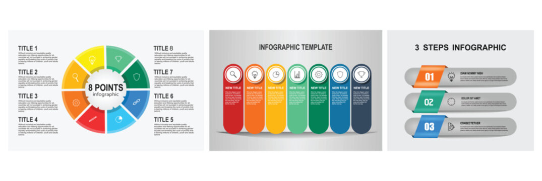 8 points Infographic concept. Vibrant Infographic Template. Three Step Infographic Banner.