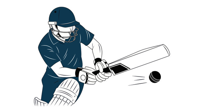 Cricket Player Batting Action Silhouette - Sports Illustration