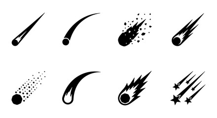 Meteor Shower Vector Icons, Falling Stars and Comets, Cosmic Space Elements, Celestial Event Graphics © Nadiya