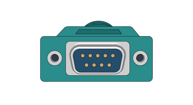 Close up view of a green vga connector with gold pins symbolizing technology connectivity and data transfer