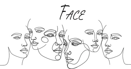 Abstract face line art illustration multiple profiles continuous drawing © Md. Hafizul Islam