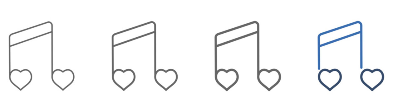 
outline icon set cute music with note and heart design