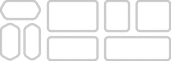 Set of rope frames, nautical border elements, vector illustration © MDMahmudul