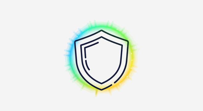 Shield Icon with Colorful Aura - Security, Protection, Safety, Defense, Guard, Shielding