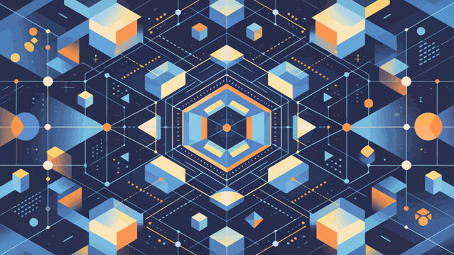 Abstract geometric pattern with cubes and lines