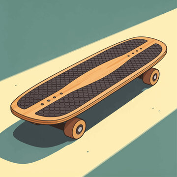 Wooden skateboard on a surface