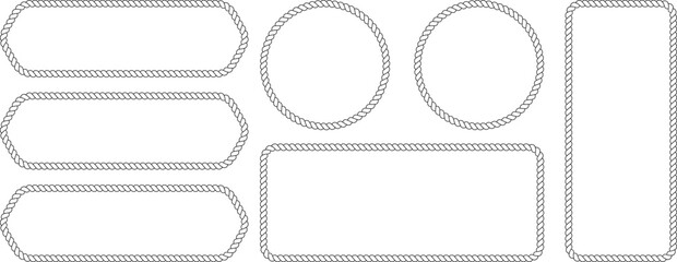 Set of rope frames, nautical border elements, vector illustration © MDMahmudul