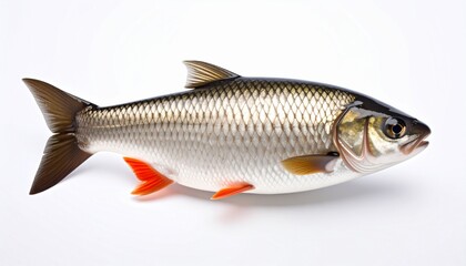 Fototapeta premium Detailed illustration of a silver fish isolated on a clean background, suitable for educational, design, or marine-themed projects.