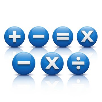Mathematical Symbols on Blue Spheres Representing Calculations.