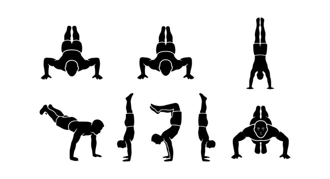 Calisthenics and Bodyweight Fitness Exercise Vector Silhouette Set