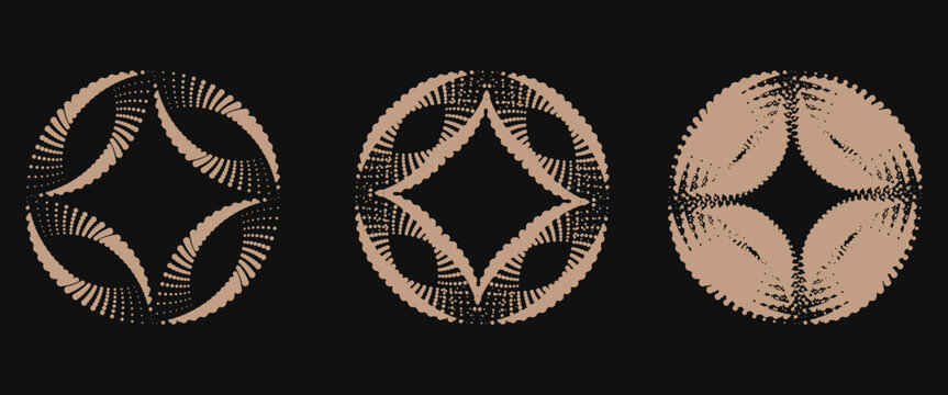 Collection of dotted circle wave vector icons. Ripple circle graphic design elements