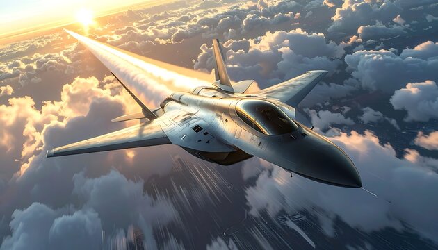 Fighter Jet Soaring Through Clouds Aerial.