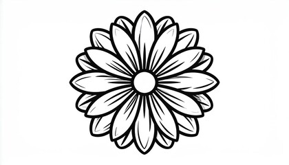 Obraz premium Stylized Black and White Daisy Flower Illustration.