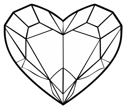 Diamond Heart Outline for Valentine's Day Crafting and Coloring Projects