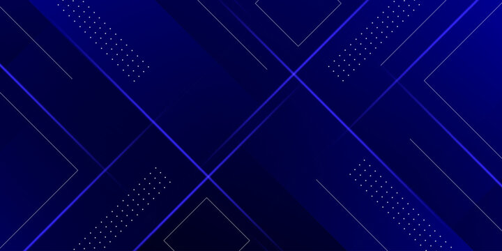 Geometric pattern features intersecting lines and shapes on dark blue background