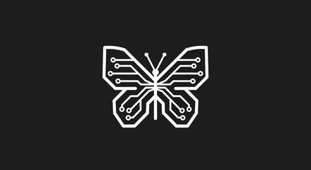 Circuit board butterfly illustration on dark background for technology concepts © ikk