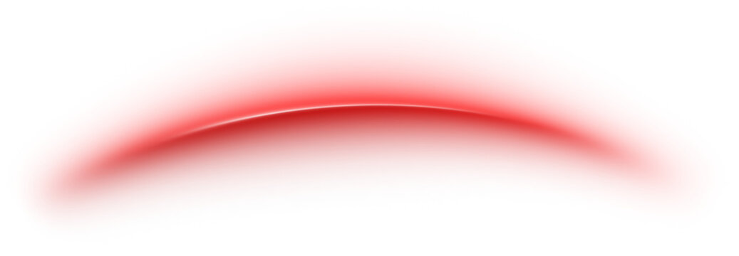 Red horizontal laser light streak with flare and motion blur effect