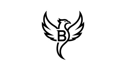Elegant phoenix logo with letter b symbolizing growth and transformation © ikk