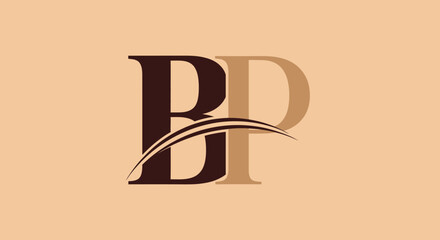 Elegant brown monogram logo with interlocking letters B and P © ikk