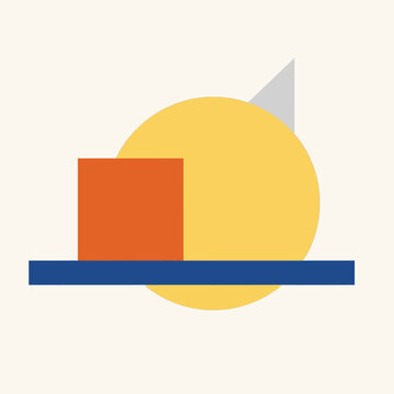 Geometric shapes on a shelf.