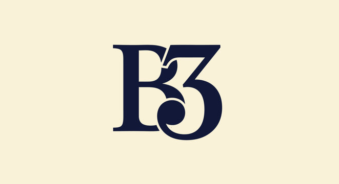 Elegant monogram logo design with letters B and 3