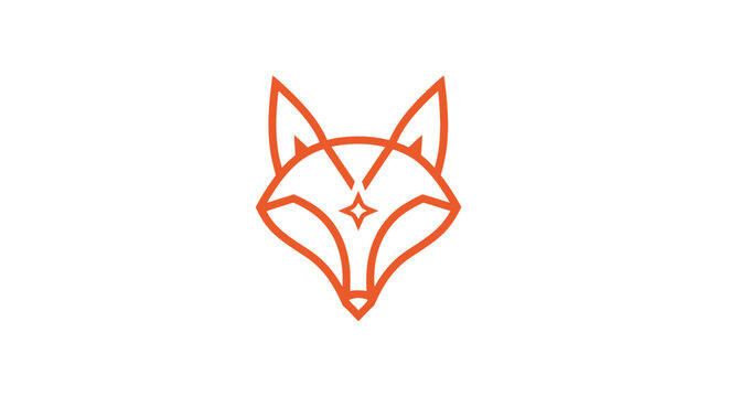 Geometric fox head logo design in orange color against a white background