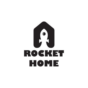 simple and modern rocket home logo design template elements