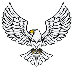 Obraz premium Eagle with outstretched wings, cartoon illustration
